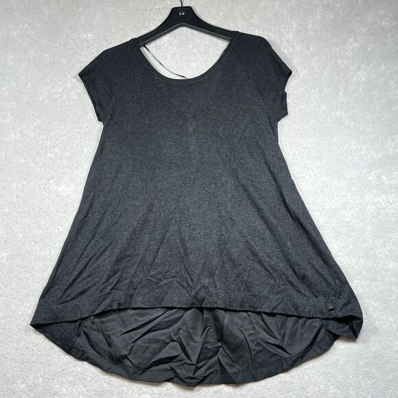 Lululemon Shirt Top Womens Size 10 Gray Flowy Short Sleeve Top Stretch - Picture 1 of 9